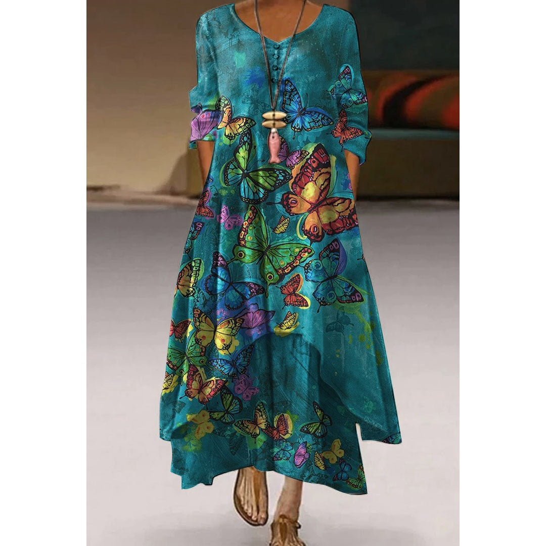 Fashion Printed Long Sleeve Dress Women