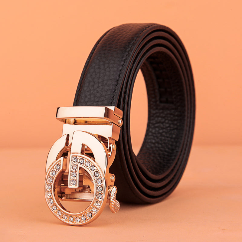 First Layer Cowhide Leather Automatic Buckle Belt Ladies