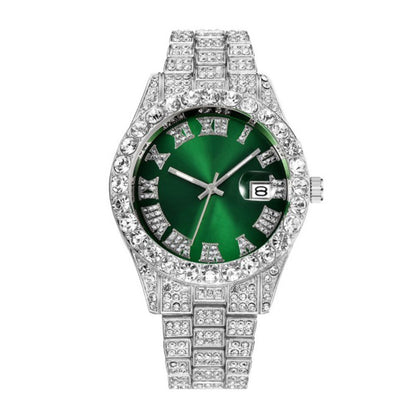 Men's Steel Belt Roman Scale Diamond Quartz Watch