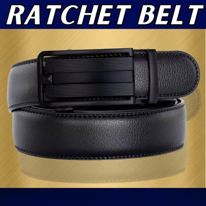 Men's Leather Ratchet Belt with Slide Buckle