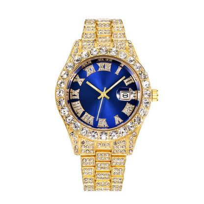 Men's Steel Belt Roman Scale Diamond Quartz Watch