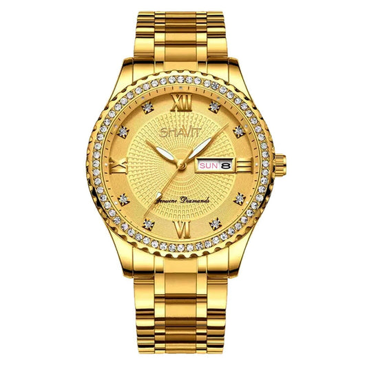 Timeless Elegance: Classic Gold Stainless Steel Men's Quartz Watch - Ideal Business Gift.