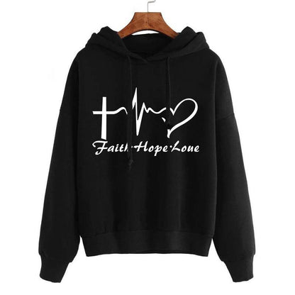 Women Long Sleeve Heart Printed Hoodie