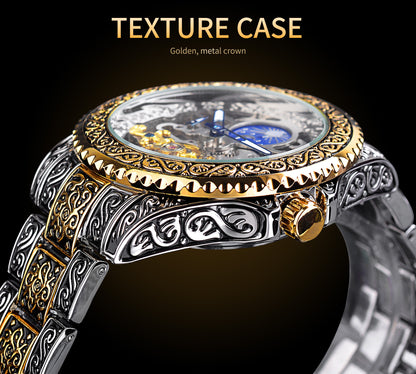 Forsining Skeleton Carved Tourbillon Mechanical Luxury Men's Wristwatch