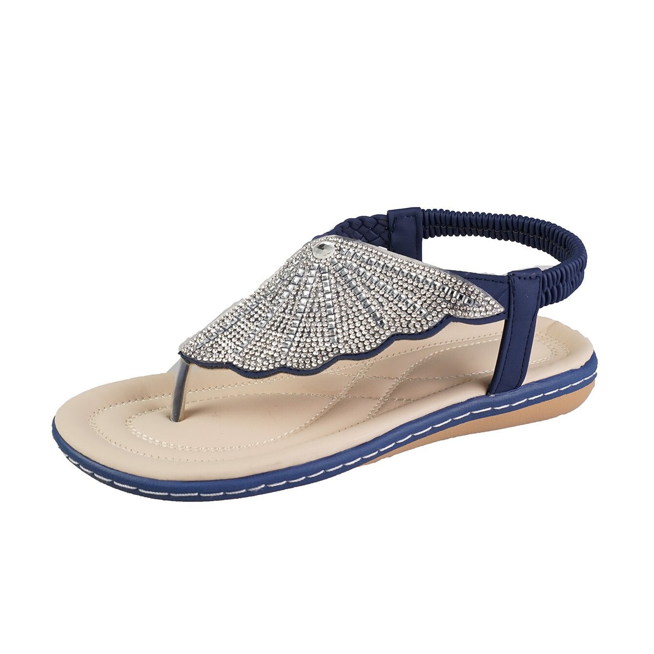 Rhinestone Shell Flip-Flops: Stylish Summer Beach Sandals for Women