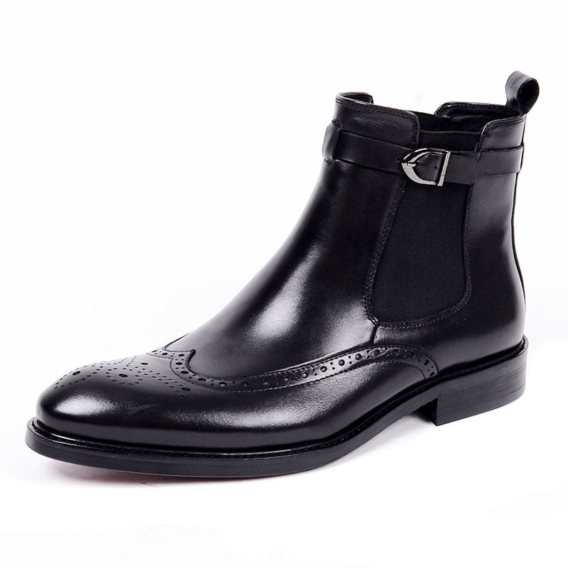 Men Business High-Top Leather Cowboy Boots