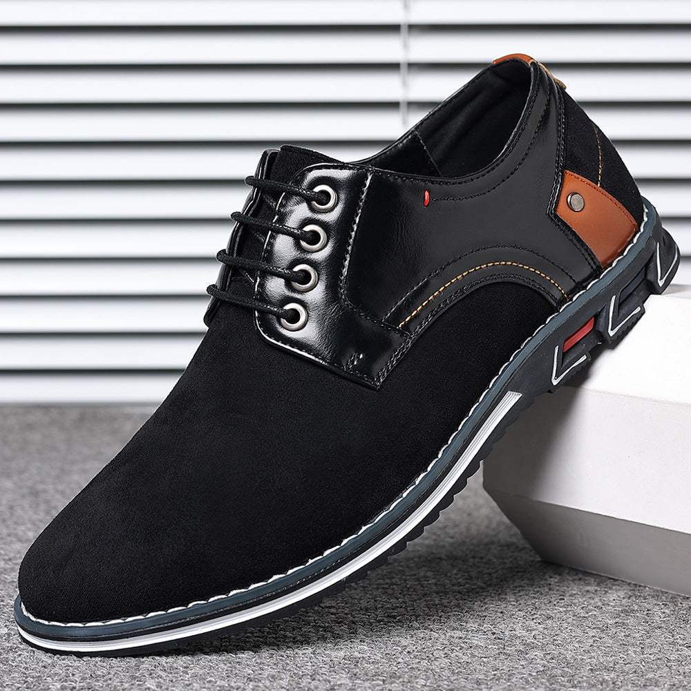 Casual Leather Shoes Men's Round Head Lace-up Non-slip