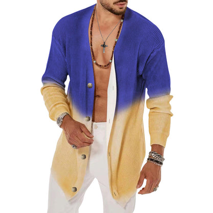 Men's Fashion Tie Dyed Five Color Long Sleeved Cardigan