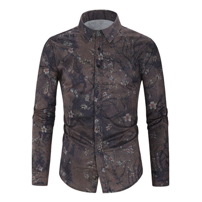 Men Digital Printed Floral Long Sleeve Shirt