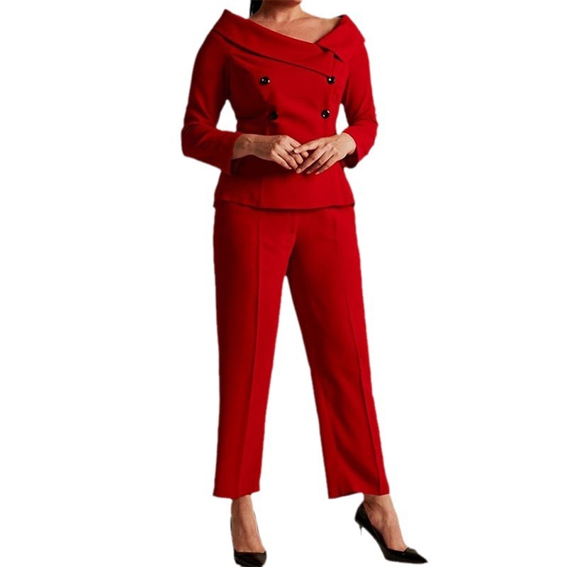 Off-the-shoulder Top Temperament Straight-leg Pants Suit