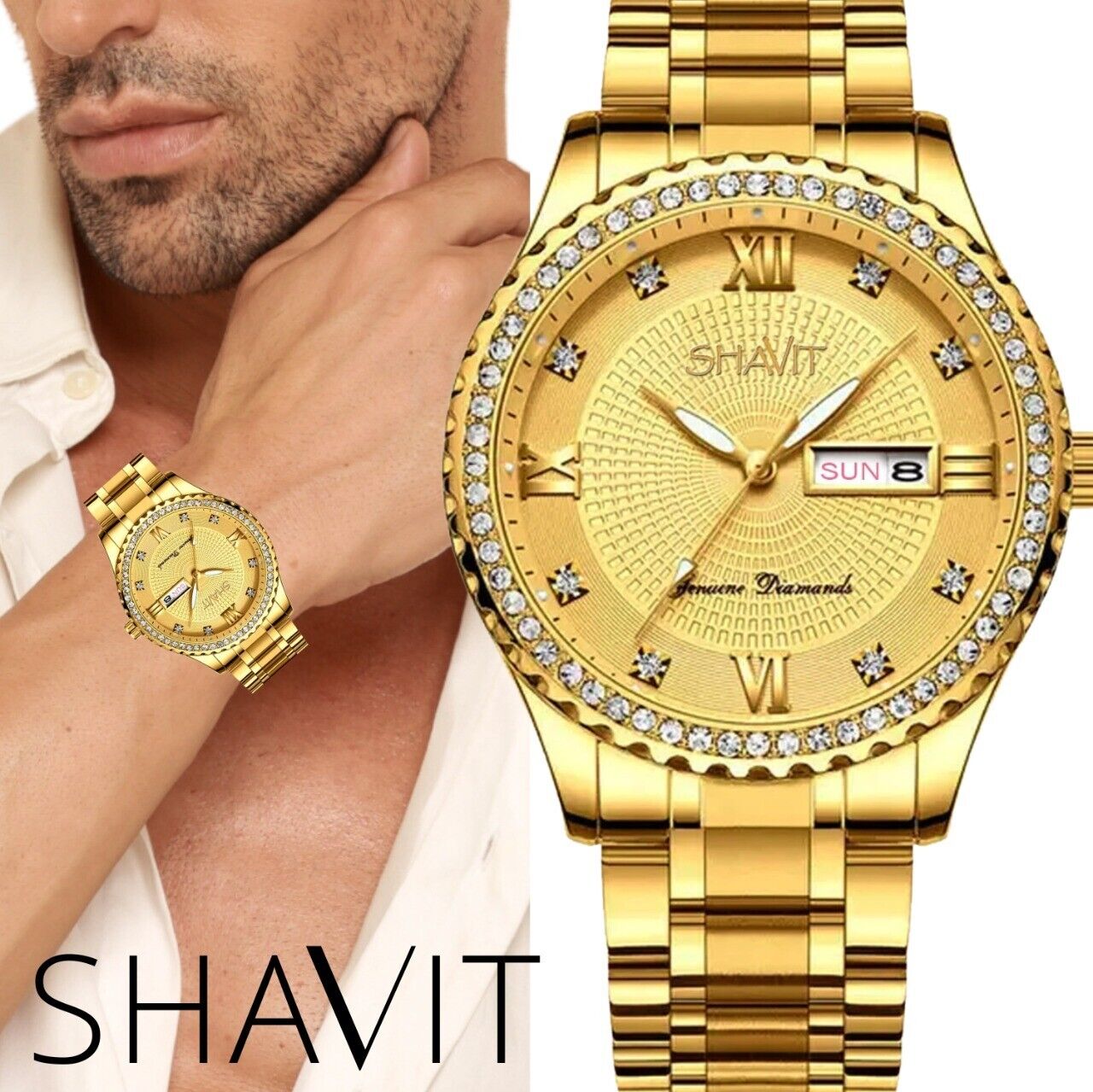 Timeless Elegance: Classic Gold Stainless Steel Men's Quartz Watch - Ideal Business Gift.