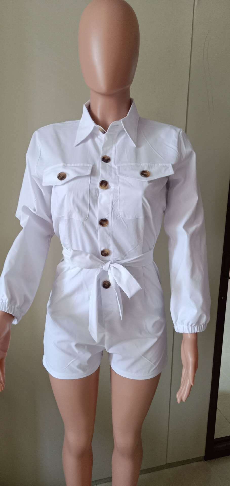 Combinaison décontractée tissée blanche