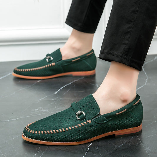 Punching Breathable Slip On Leather Shoes