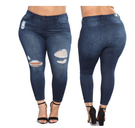 Shredded feet jeans