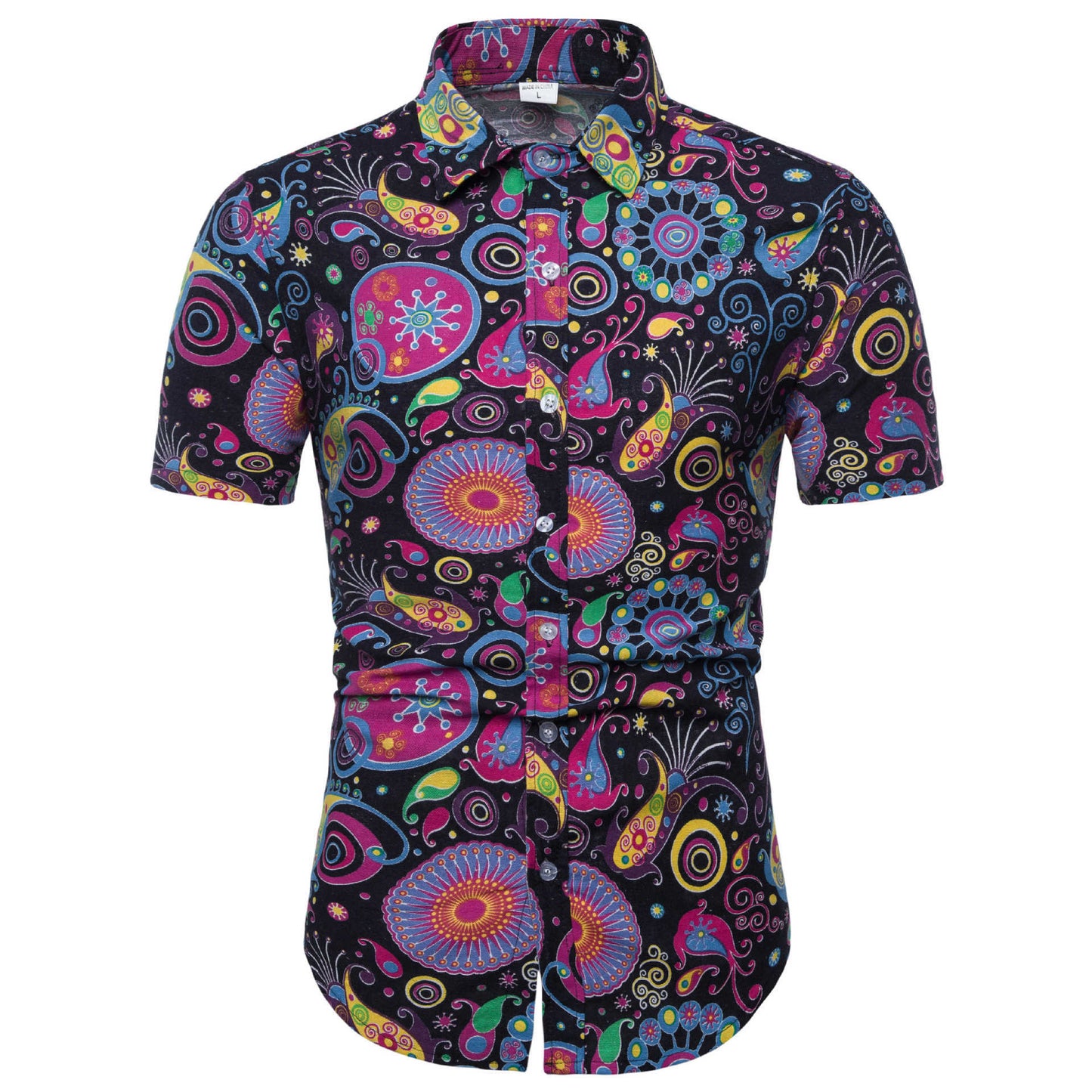 Men's Casual Short Sleeve Floral Shirt