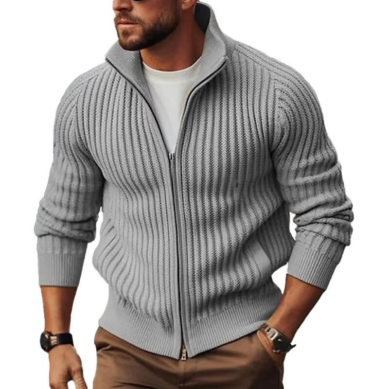 Zipper Outerwear Sweater Coat For Men Fleece-lined Thickened Winter