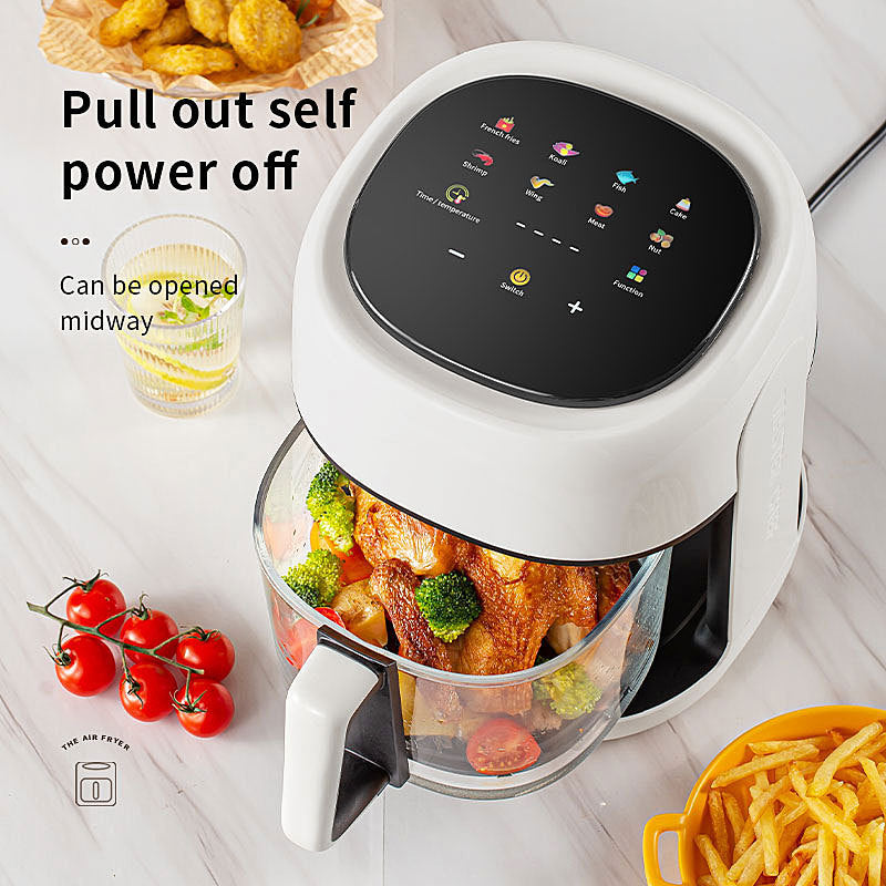 Smart Electric Air Fryer Large Capacity Convection Oven Deep Fryer Without Oil Kitchen Baking Viewable Window Home Applianc