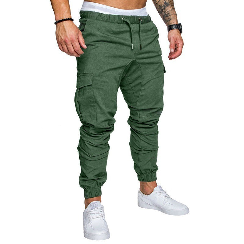 Hommes décontracté Joggers pantalon solide mince Cargo pantalons de survêtement homme multi-poches pantalon nouveaux vêtements de sport pour hommes Hip Hop Harem crayon pantalon