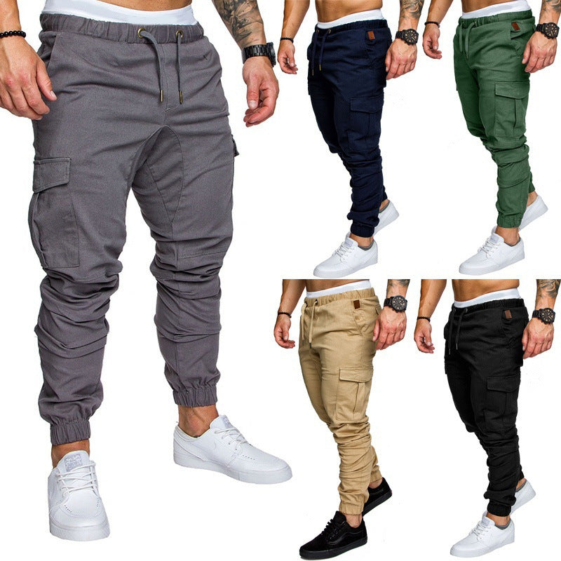 Hommes décontracté Joggers pantalon solide mince Cargo pantalons de survêtement homme multi-poches pantalon nouveaux vêtements de sport pour hommes Hip Hop Harem crayon pantalon