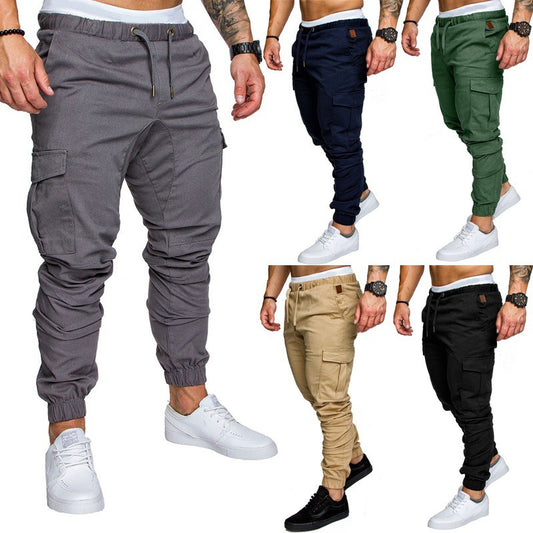 Men Casual Joggers Pants Solid Thin Cargo Sweatpants Male Multi-pocket Trousers New Mens Sportswear Hip Hop Harem Pencil Pants