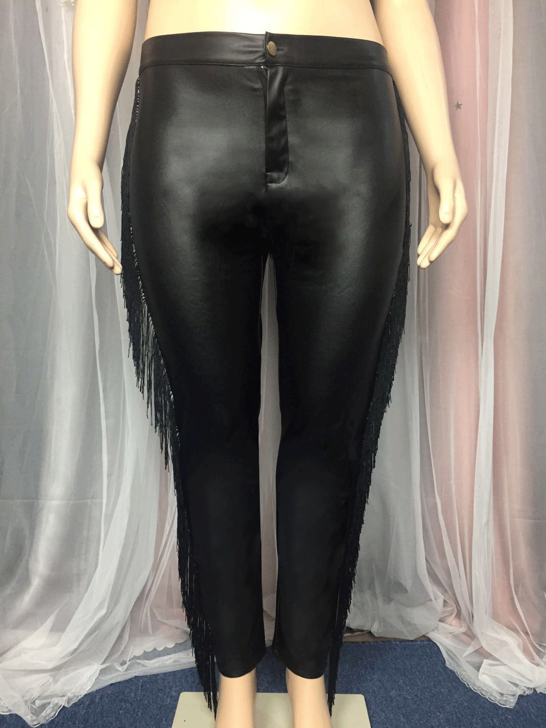 Tassel Wrap Buttocks 9 Inch Large Leather Pants