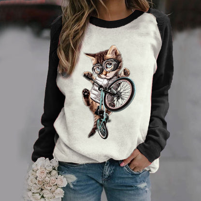 Printed Cat Long Sleeve T-Shirt