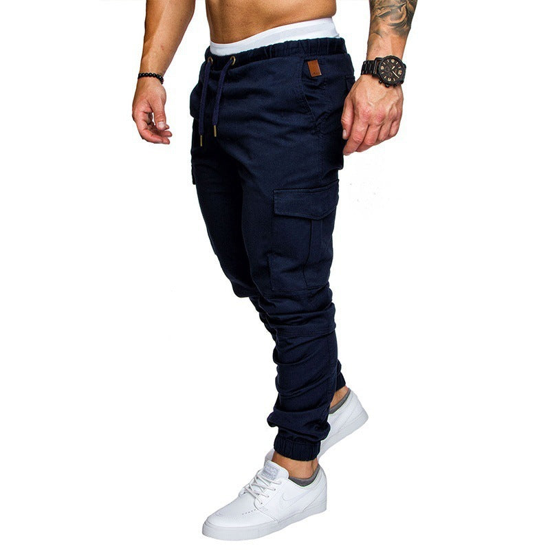 Hommes décontracté Joggers pantalon solide mince Cargo pantalons de survêtement homme multi-poches pantalon nouveaux vêtements de sport pour hommes Hip Hop Harem crayon pantalon