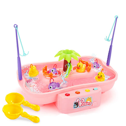 Mini Rotating Duck Fishing Game Set Fully Automatic Light And Music Children'S Play House Toys