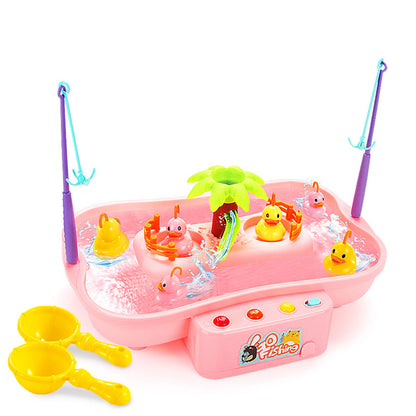 Mini Rotating Duck Fishing Game Set Fully Automatic Light And Music Children'S Play House Toys