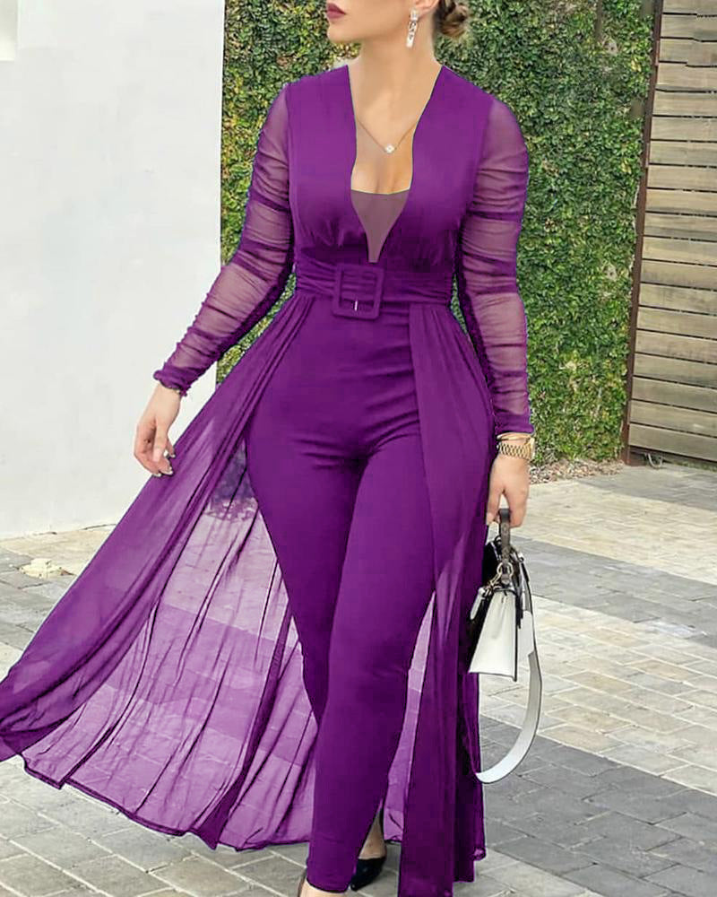 Women Fashion Deep V-Neck Jumpsuit Tight