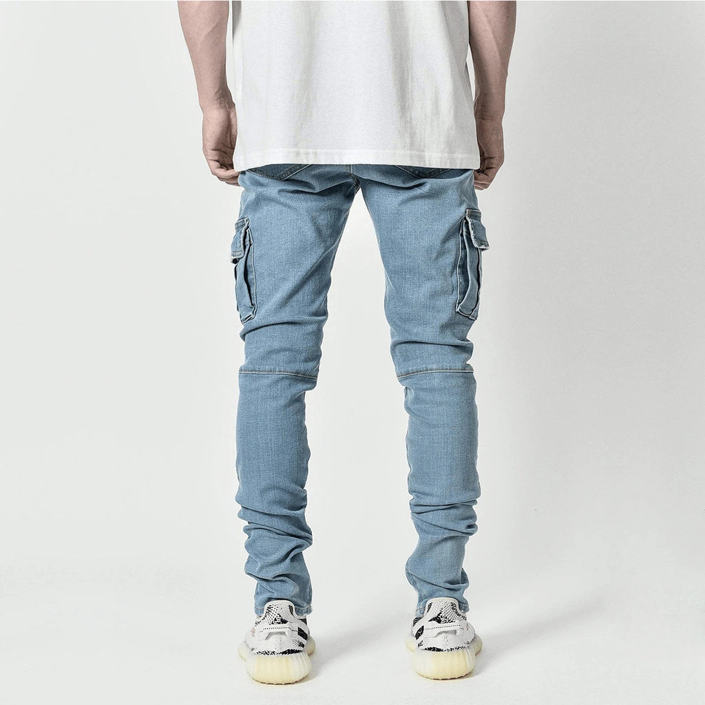 Fashionable And Simple Men's Multi-Pocket Tooling Jeans