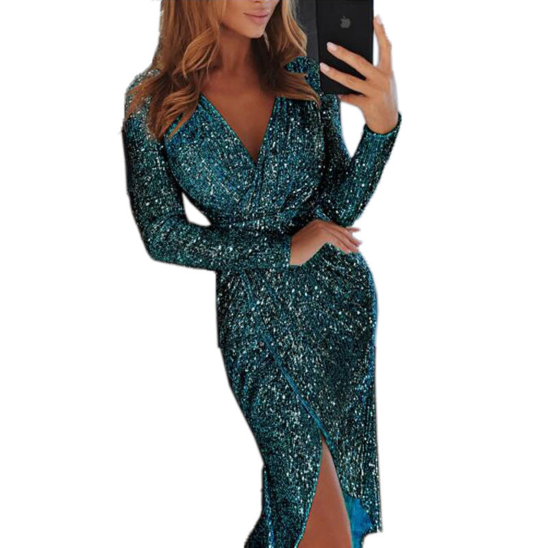 Bronzing Long-Sleeved Bodycon Dress for Women