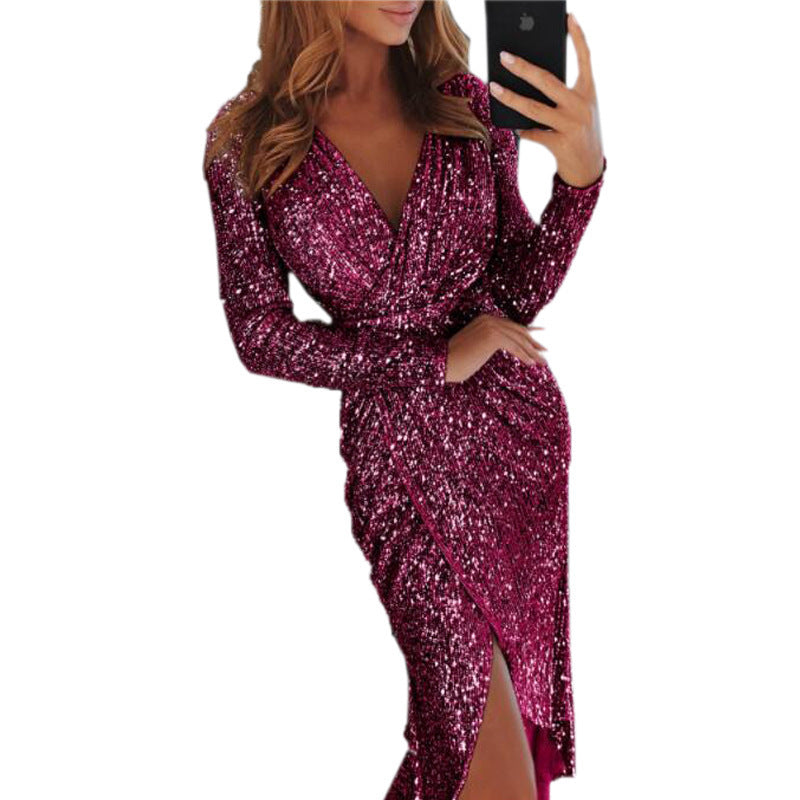 Bronzing Long-Sleeved Bodycon Dress for Women