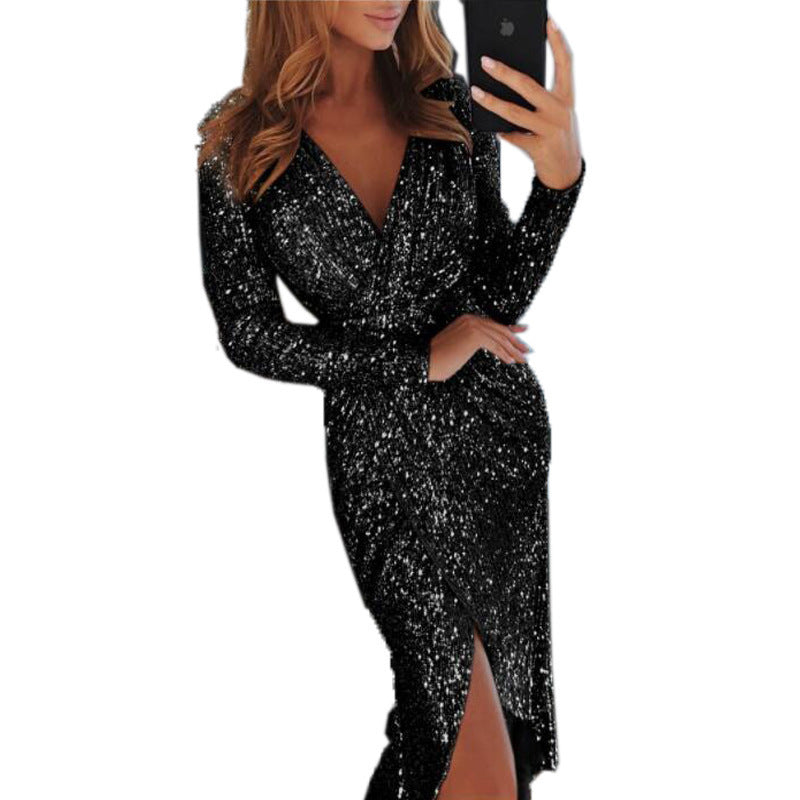 Bronzing Long-Sleeved Bodycon Dress for Women