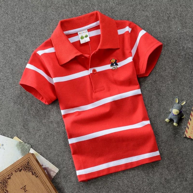 Children's T-shirt Cotton Striped Lapel Polo Shirt