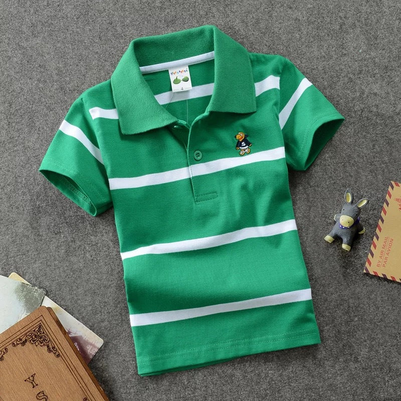 Children's T-shirt Cotton Striped Lapel Polo Shirt