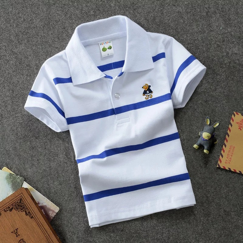 Children's T-shirt Cotton Striped Lapel Polo Shirt