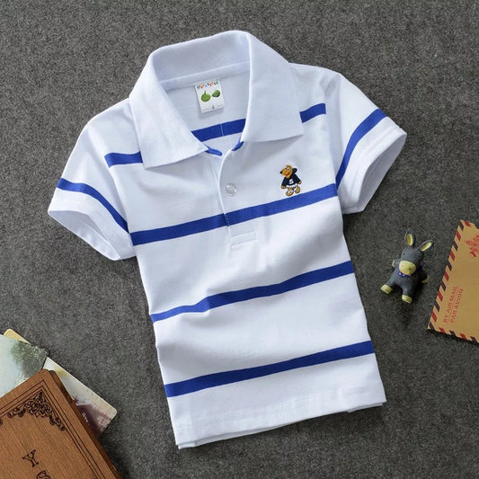 Children's T-shirt Cotton Striped Lapel Polo Shirt