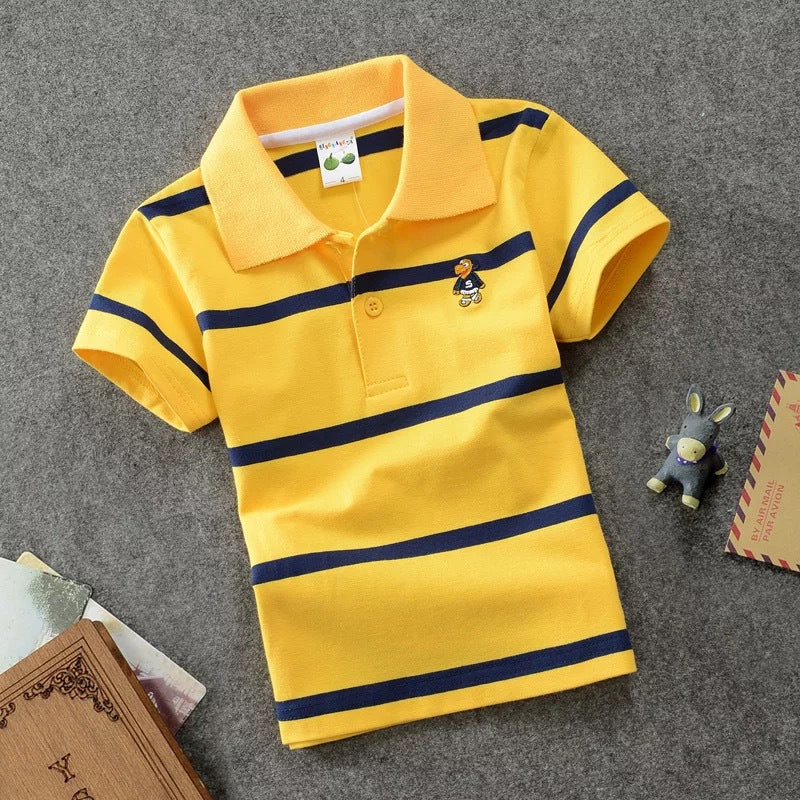 Children's T-shirt Cotton Striped Lapel Polo Shirt