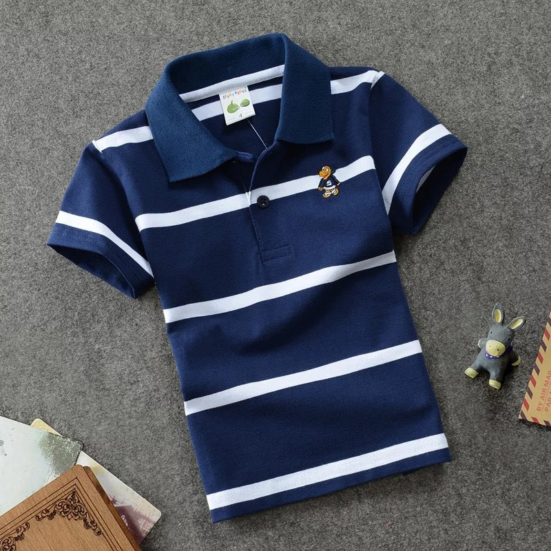 Children's T-shirt Cotton Striped Lapel Polo Shirt