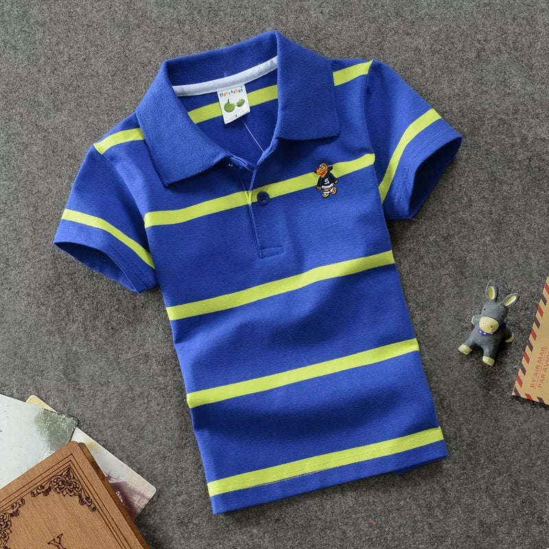 Children's T-shirt Cotton Striped Lapel Polo Shirt