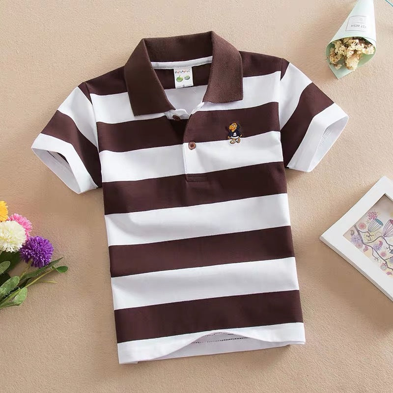 Children's T-shirt Cotton Striped Lapel Polo Shirt