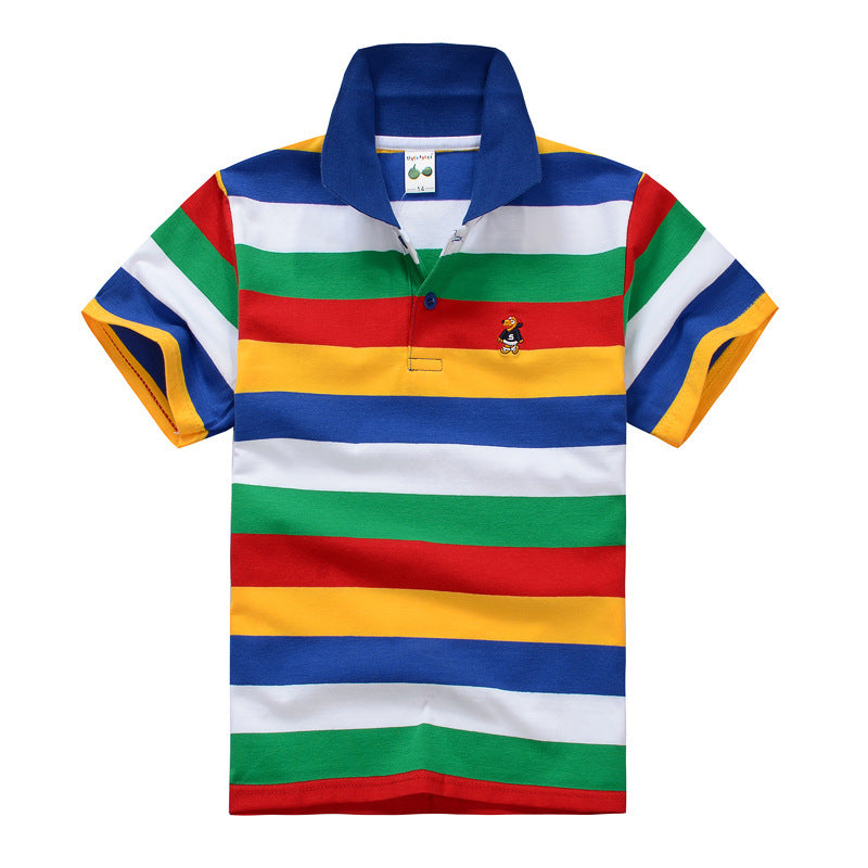 Children's T-shirt Cotton Striped Lapel Polo Shirt