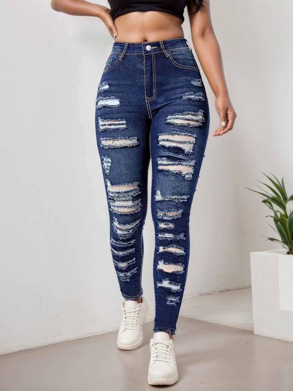 Women's Ripped High Stretch Slim Jeans
