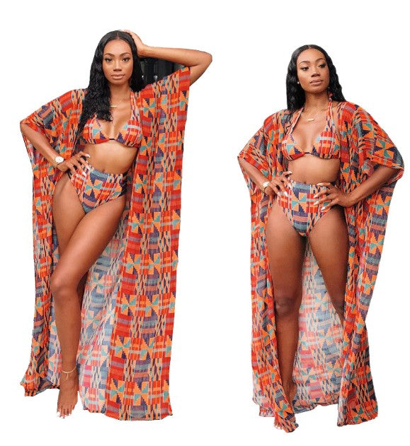 Printed Swimsuit Sexy Bikini Three Piece Set