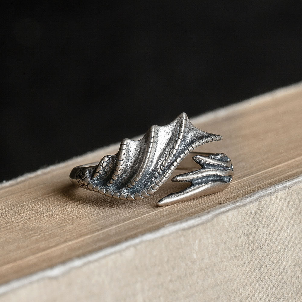 S925 Sterling Silver Dragon Wings Ring Hand Jewelry