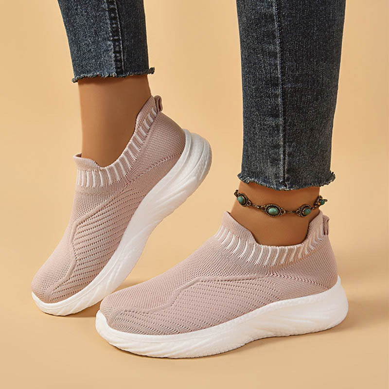 Women's Striped Slip-On Sneakers - Breathable & Comfortable