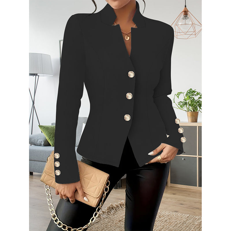 Women Casual Blazers Long Sleeve Business Outerwear Slim Fitting Single Breasted Jacket