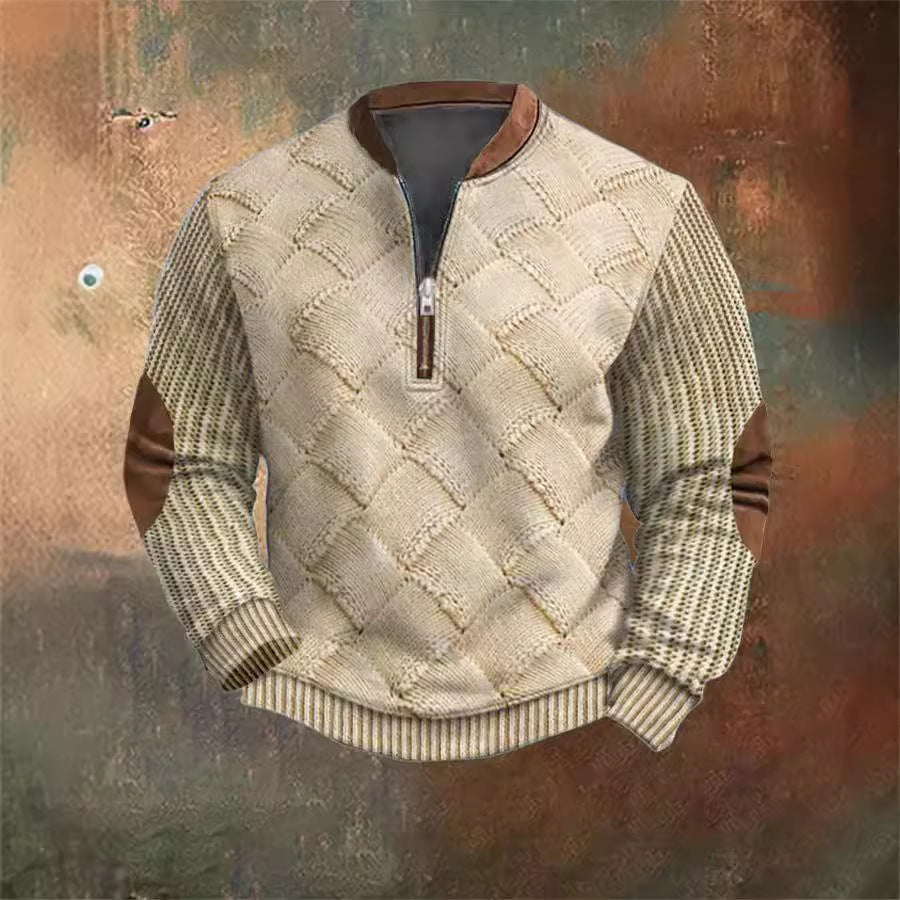 Autumn Winter Digital Printing Half Zipper Sweater For Men