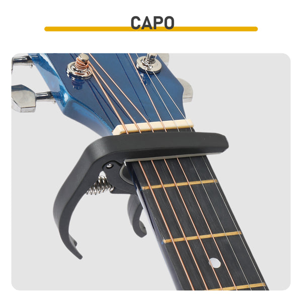 Blue 41-inch Dreadnought Barrel-shaped Cutaway Acoustic Guitar With Pick, Strings, Capo, Gig Bag, Tuner, Wrench Tool, And Shoulder Strap